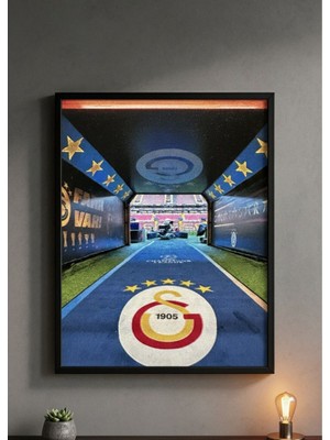 Galatasaray Tünel Girişi Temalı Siyah Çerçeveli Dekoratif Duvar Tablosu