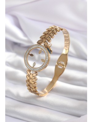 Epilons 316L Çelik Gold Renk  Takılabilen Zirkon Taş Detay Kadın Kelepçe - TJ-BB5548