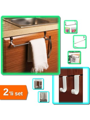 Hereveoyuncak Mutfak Dolabı ve Çekmece Üstü Havlu + 7 Adet Çekmece Dolap Kapağı Askı Seti - 2li Set H8C1A4