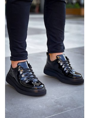 Kb-X4  Kuback Siyah Rugan Siyah Yüksek Taban Bağcıklı Günlük Erkek Ayakkabı