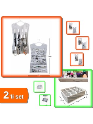 Hereveoyuncak Siyah Çizgili Elbise Şeklinde Çift + Pratik Bölmeli Çekmece Düzenleyici - 2li Set D6D2M1