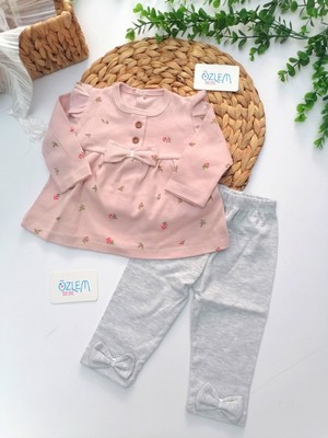 Genel Bebe Yaka Çiçek Baskı 2'li Bebek Tk.