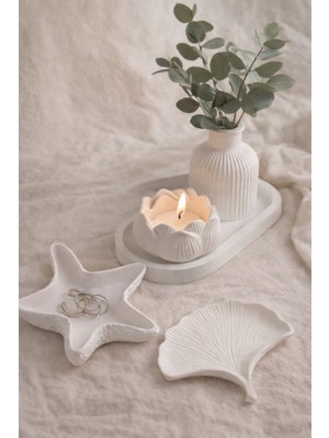 El Yapımı ~minimal 5’li Dekoratif Set –10 Cm-Yıldız, Lotus & Yaprak Formlu Tasarım