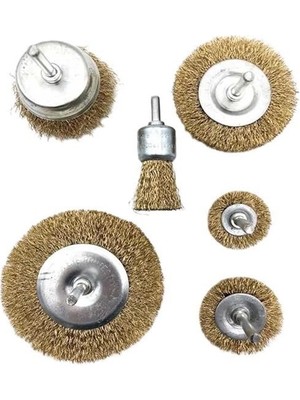 Buffer® 6'lı Pimli Tel Fırça Seti Pas Yağ Kir Boya Yapışkan Çözücü