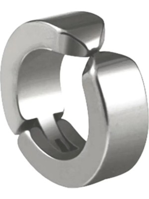 Erkek Küpesi - 1 Adet Çelik Kıstırmalı Küpe Paslanmaz Atmaz Çelik Gümüş Renk Küpe