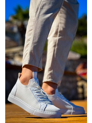 KB-112   Kuback Beyaz Triko Bağcıklı  Günlük Erkek  Ayakkabı