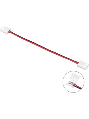 Powerr Led Aydınlatma 8 mm Tek Renk Şerit LED Çift Soketli Hızlı Konnektör 15 cm Kablolu 2 Pin 10 Adet