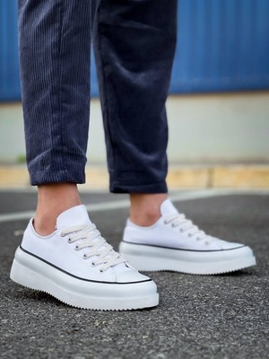 Kb-Cx-3 Kuback Kısa Beyaz Keten Beyaz Yüksek Taban Spor Ayakkabı