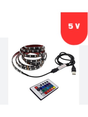 Powerr Led Aydınlatma 5V Tv Arkası Rgb Şerit LED USB Güç Girişi 5 Metre