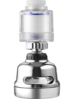 Filtreli Krom 3 Fonksiyonlu  Oynar Musluk Başlığı - 360 Derece Dönebilen