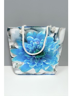Çiçek Desenli Plaj Çantası