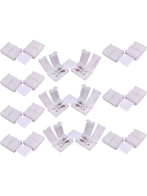 Powerr Led Aydınlatma 10 mm Tek Renk Şerit L Birleştirme Aparatı Lehimsiz 2 Pin 10 Adet
