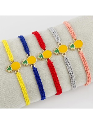 Ananas Figürlü Makrome Örgülü Bileklik