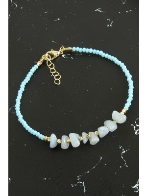 Kırık Doğaltaşlı Turkuaz Kristal Bileklik