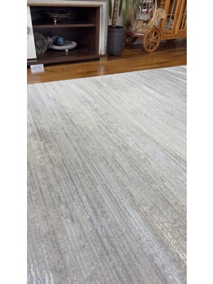 Badelya Home Krem Açık Gri Saten Bambu Ince Sık Dokuma Parlak Yüzey Kaymaz Özel Kesme Salon Koridor Halı Yolluk