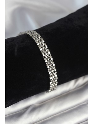 316L Çelik 7 mm Kalınlıkta Gümüş Renkli Erkek Bileklik