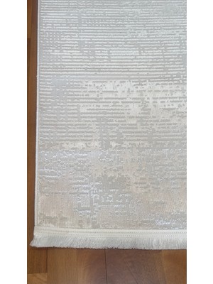 Badelya Home Krem Saten Bambu Ince Sık Dokuma Parlak Yüzey Kaymaz Özel Kesme Salon Koridor Halı Yolluk