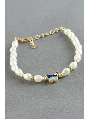 Kelebek Oval Inci Bileklik