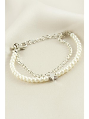 Yıldız Şerit Taşlı Inci Bileklik