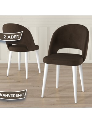 Canisa Pane Serisi 2 Adet Mutfak Sandalyesi Babyface Kumaş Beyaz Ayak