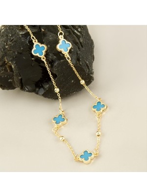 Çiçek Mineli Yeni Sezon Zincir Kolye 45 cm