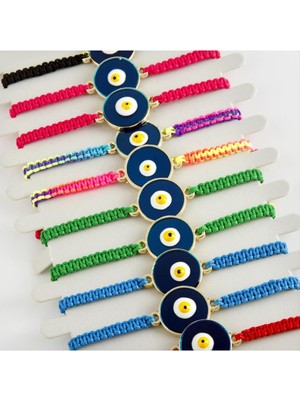 Nazar Mineli Makrome Örgülü Bileklik