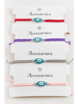 Oval Nazar Makrome Örgülü Bileklik