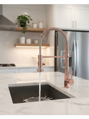 Emfa Aksesuar Bakır Endüstriyel Mutfak Bataryası - Rose Gold Evye Bataryası - Bakır Mutfak Bataryası