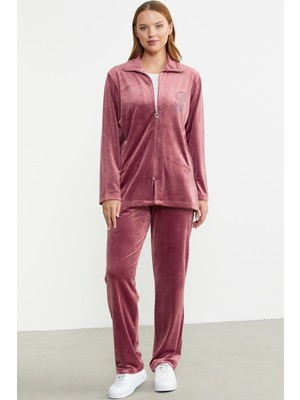 Çamaşır Kenti Sementa 76387 Fermuarlı Kadife Tunik Eşofman Takım