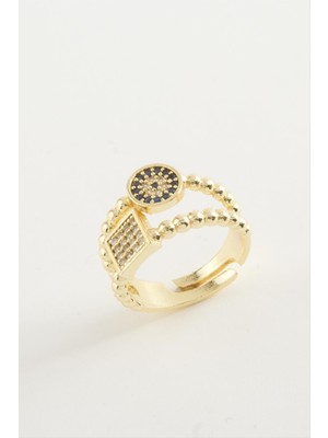 Kare Nazar Taşlı Yüzük