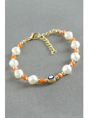 Nazar Dikdörtgen Kristal Inci Bileklik