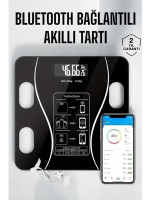 Verto Akıllı Tartı Bluetooth Bağlantılı Yağ Ölçebilen Tartı Yeni Nesil
