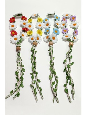 Papatya Örgülü Yapraklı Taç