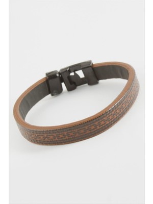 Zincir Desenli Kaliteli Suni Deri Bileklik