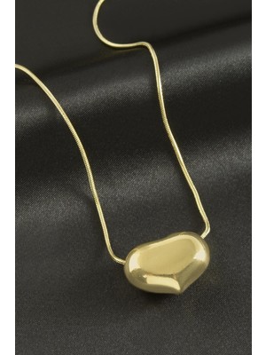 Bombeli Kalp Lüks Çelik Kolye