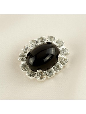 Oval Inci Taşlı Broş