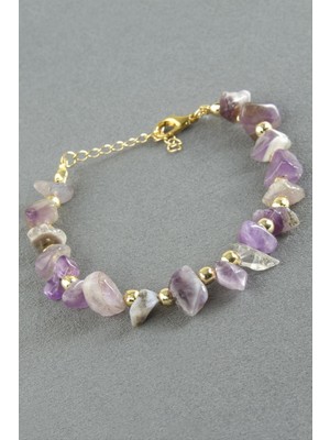 Amatist Kırık Doğaltaş Bileklik