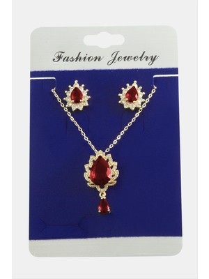 Oval Zirkon Taşlı Set Kolye