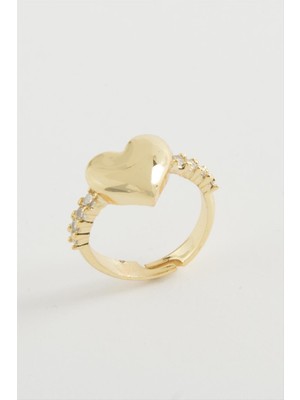 Kalp Taşlı Metal Yüzük