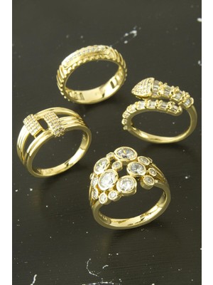 Xuping Karışık Lüks Zirkon Taşlı Çelik Yüzük 1 Adet