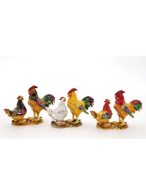Swarovski Taşlı 2'li Tavuk Model 1