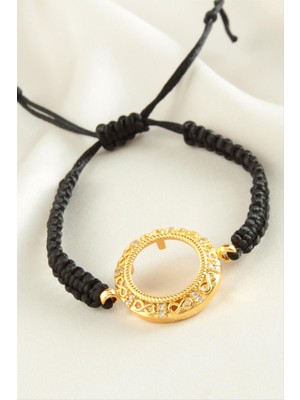 Çeyrek Altın Koyulabilir Makrome Örgülü Bileklik