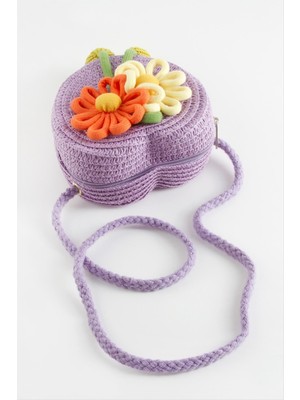 Çiçek Kalp Hasır Çanta