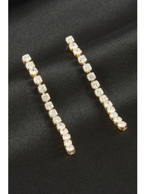 Yuvarlak Zirkon Taşlı Lüks Küpe