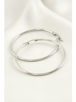 Halka Lüks Çelik Küpe 5 cm