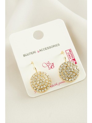 Yuvarlak Taşlı Klipsi Küpe