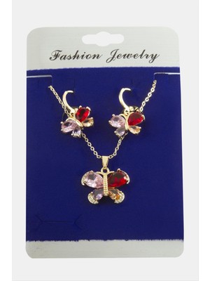 Kelebek Zirkon Taşlı Set Kolye