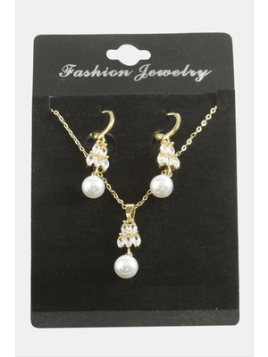 Kalp Inci Zirkon Taşlı Set Kolye