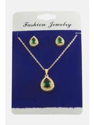 Damla Zirkon Taşlı Set Kolye