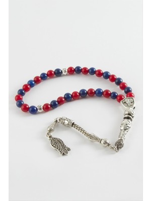 Bordo Mavi Ceyt Doğaltaş Tesbih 6 mm